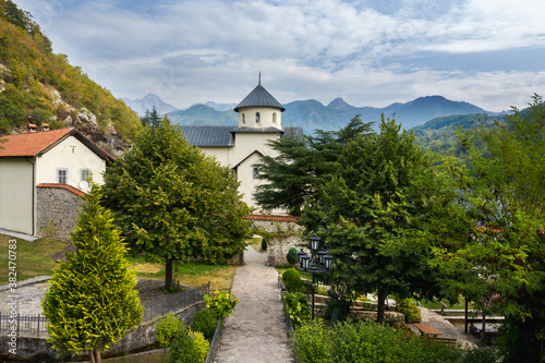 Moraca monastery. Montenegro. Orthodox monastery in the Moraca valley.