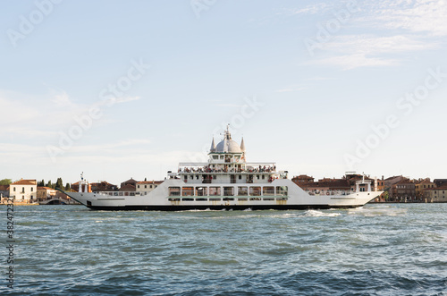 Ship overlapping a Church in Venice photo