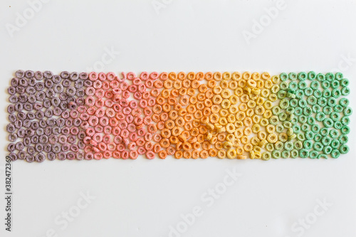 gradient of fruit Os cereal.