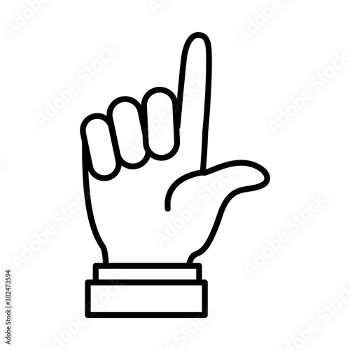 Hand gesture showing L letter, line style