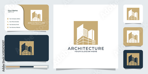 logo architecture vector template premium building. real estate logo design symbols and business card. Premium Vector