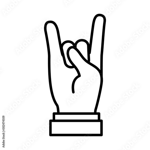 Hand gesture with rock expression, line style