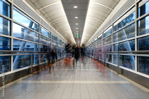 Pedestrians walking in Airport Overpass, Melbourne Airport photo