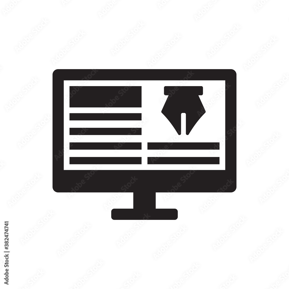 Article blog writing icon, computer monitor text icon