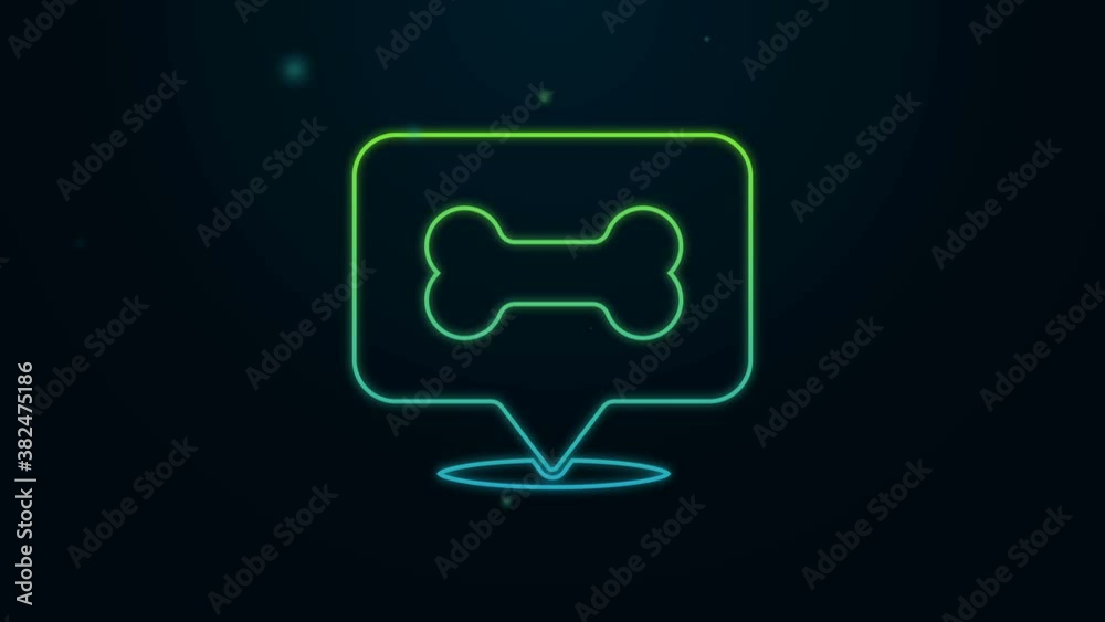 Glowing neon line Dog bone icon isolated on black background. Pets food symbol. 4K Video motion graphic animation Glowing neon line Dog bone icon isolated on black background. Pets food symbol. 4K Video motion graphic animation