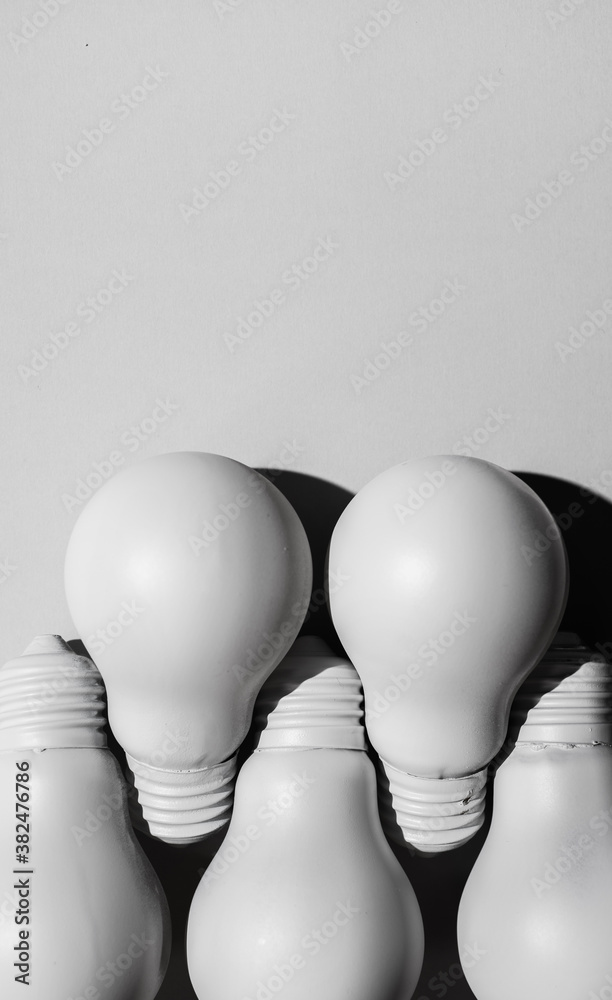 Close up of various bulb lights on whit background Close up of various bulb lights on whit background