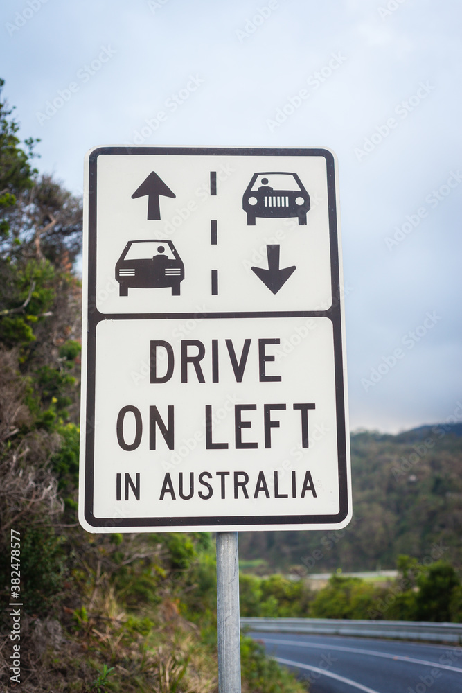 road sign for drive on the left in Australia road sign for drive on the left in Australia