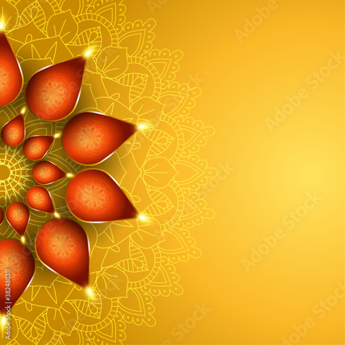 Elegant Diwali background with oil lamps design