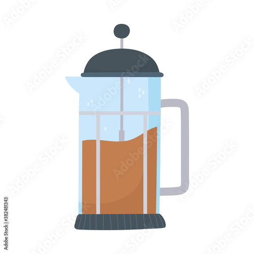 coffee french press maker beverage fresh isolated icon style