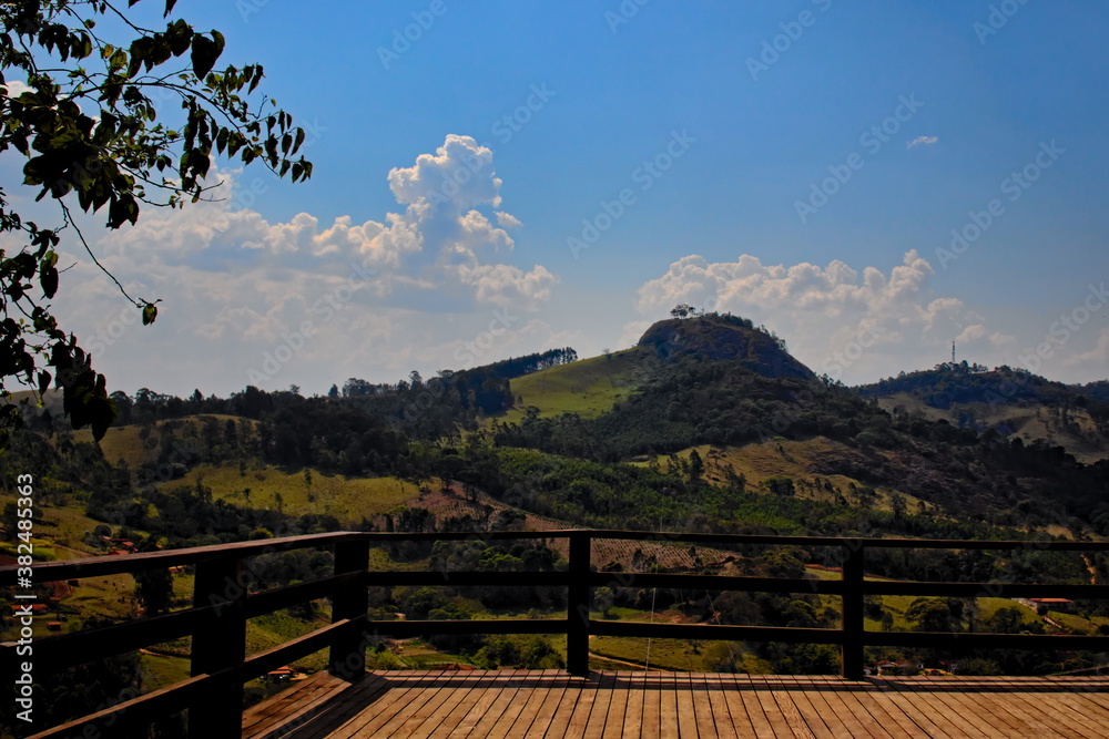 view of the sanctuary stone from the zip line viewpoint, on a blue sky day and dry weather. view of the sanctuary stone from the zip line viewpoint, on a blue sky day and dry weather.