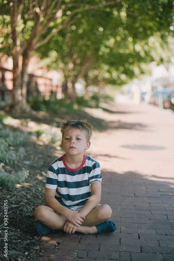 Defiant Child Refusing To Continue Walking