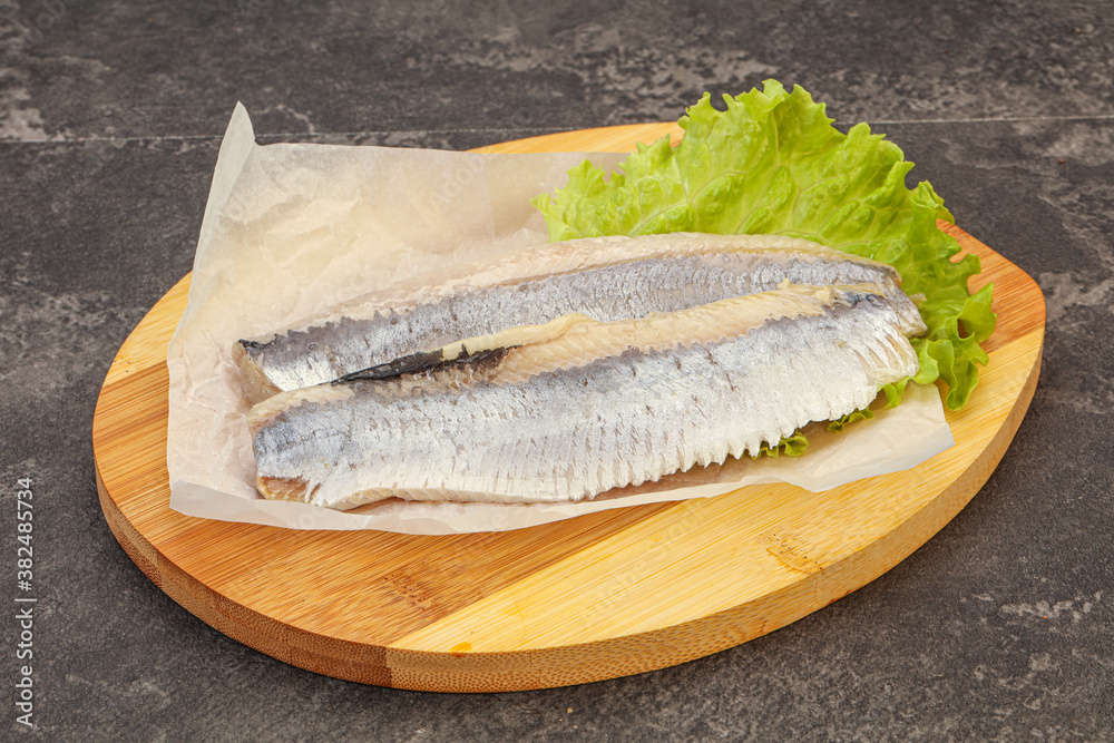 Herring fillet with salad leaves Herring fillet with salad leaves
