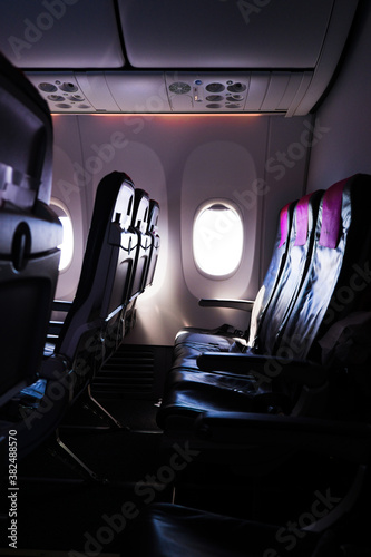 Airplane interior seats photo