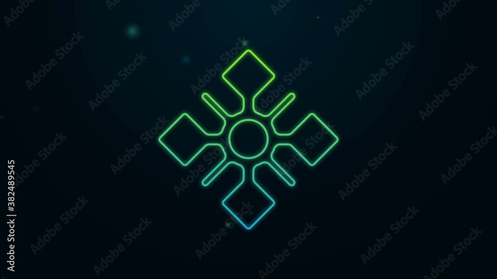 Glowing neon line Snowflake icon isolated on black background. 4K Video motion graphic animation