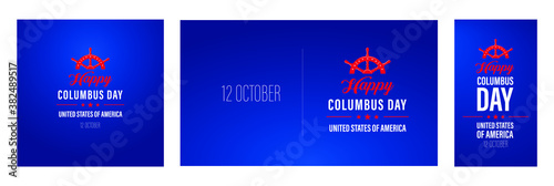 Columbus Day sale promotion, advertising, poster, banner, template with American flag. Columbus day wallpaper. Voucher discount