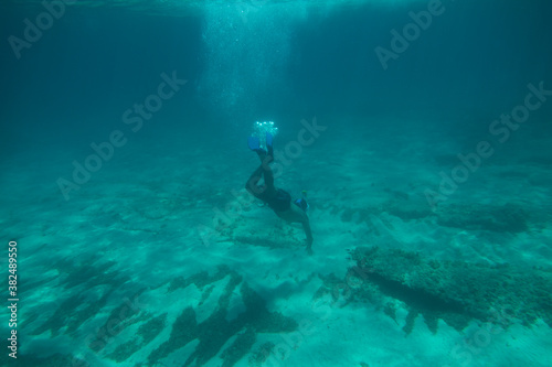 Wallpaper Mural Man snorkelling in blue waters Torontodigital.ca