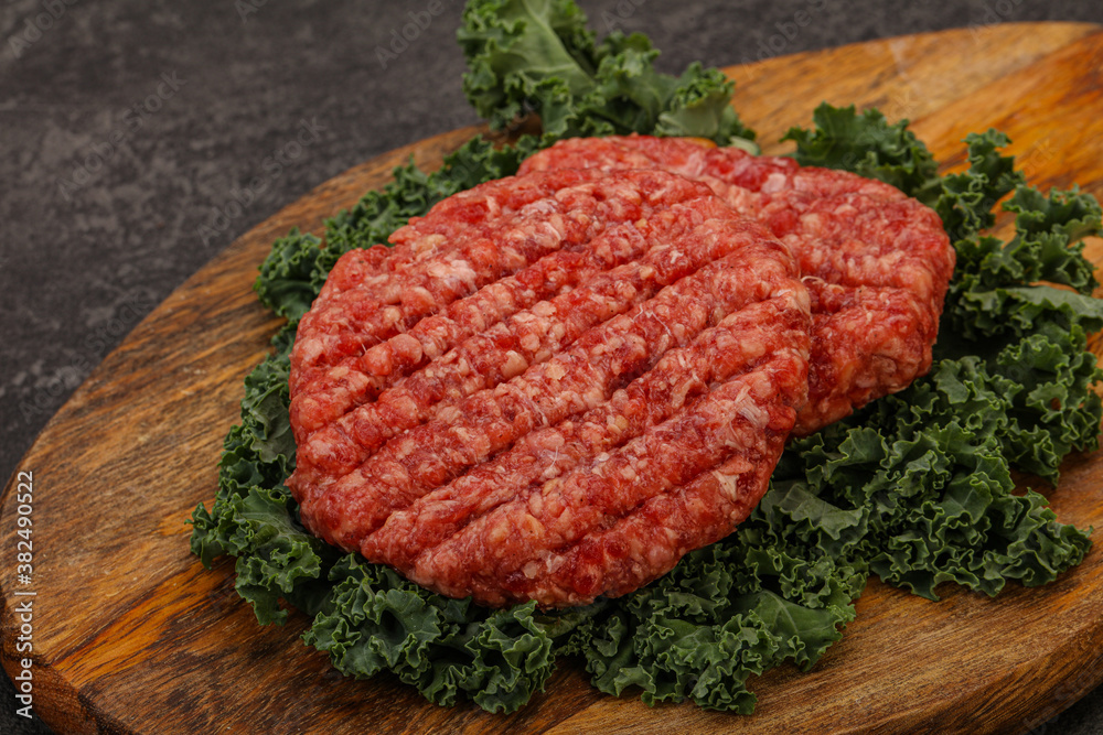 Raw beef burger cutlet for cooking Raw beef burger cutlet for cooking