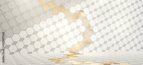 white golden design. hexago...