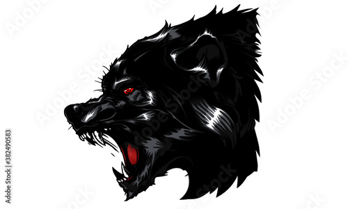 Fierce black wolf photo