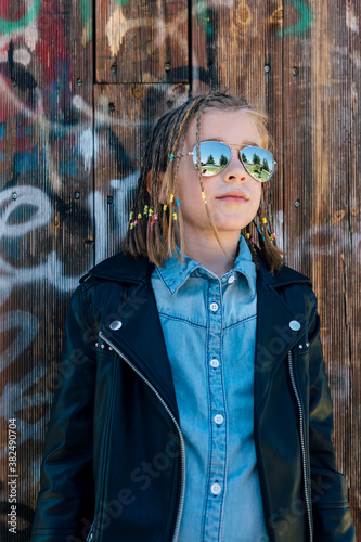 Stylish Little Girl with Aviator Sunglasses