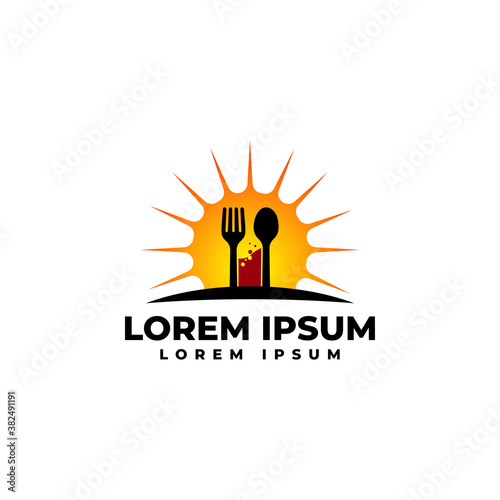 Food and drink sunrise logo icon vector illustration