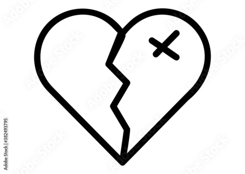 Broken heart icon in trendy flat style isolated on background. Broken heart icon page symbol for your web site design Broken heart icon logo, app, UI. Broken heart icon Vector illustration, EPS10.
