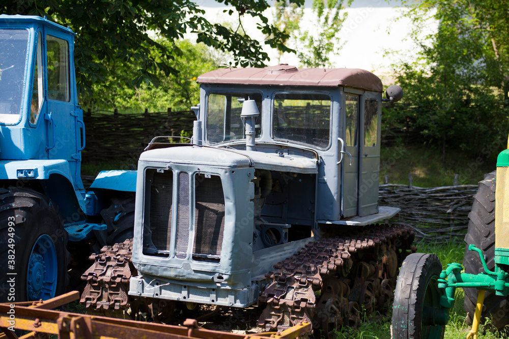 Old abandoned agricultural machines for harvesting