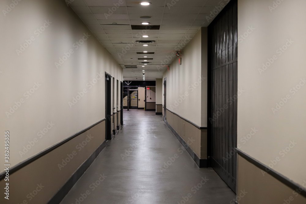 long corridor. Office space. Business building. 