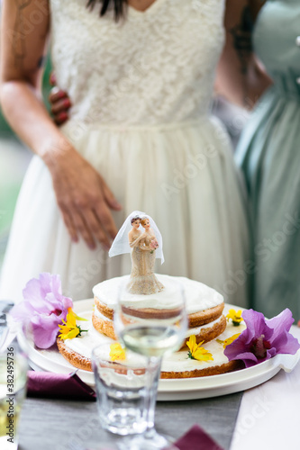 toppers on a lesbian wedding cake photo