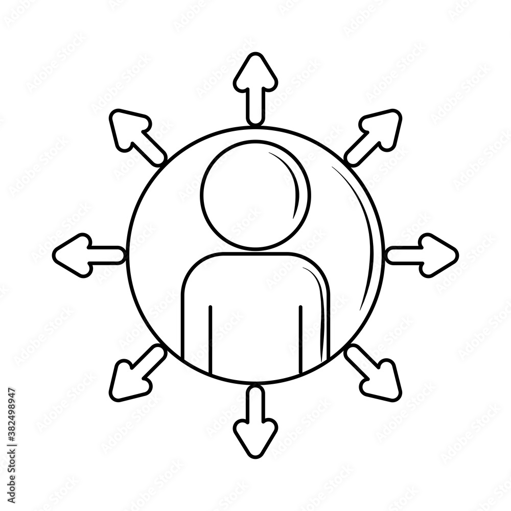 round icon in person arrows outward line style round icon in person arrows outward line style