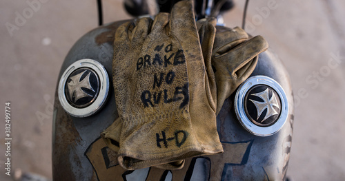 Detail of a vintage motorcycle photo