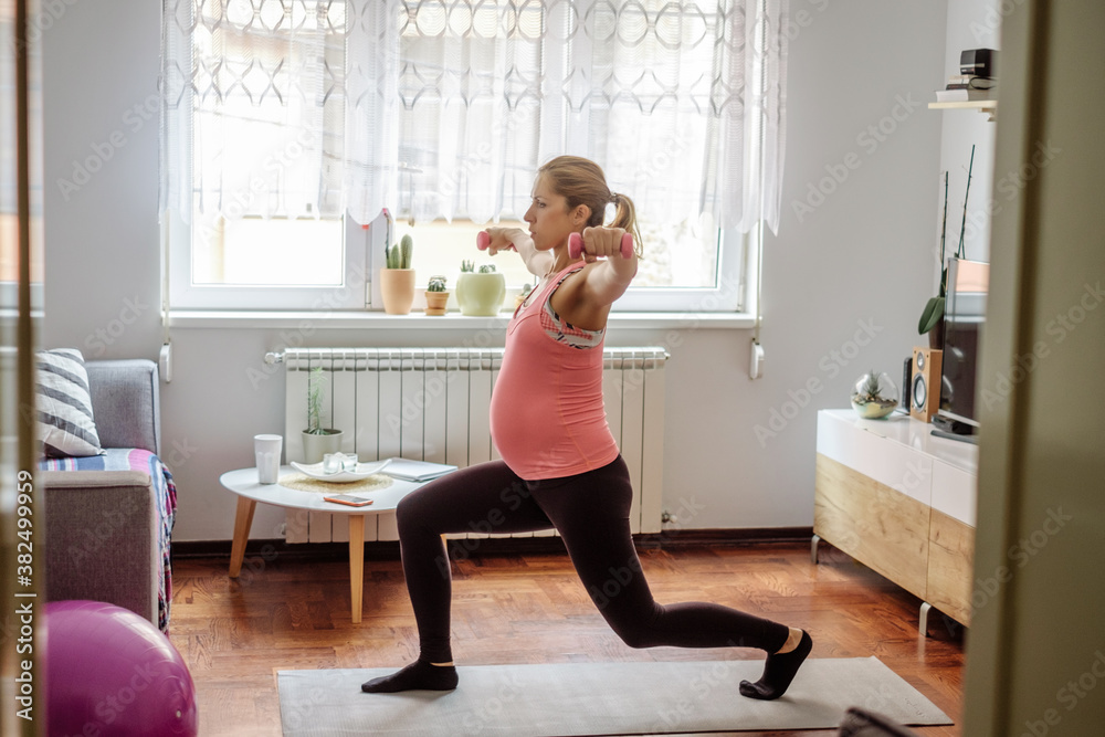 Pregnant Woman Exercising with Weights Pregnant Woman Exercising with Weights