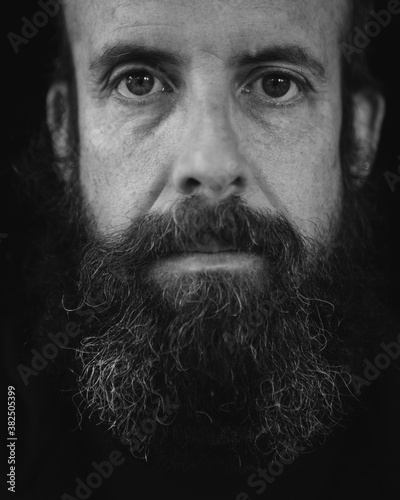 Close up of serious bearded man