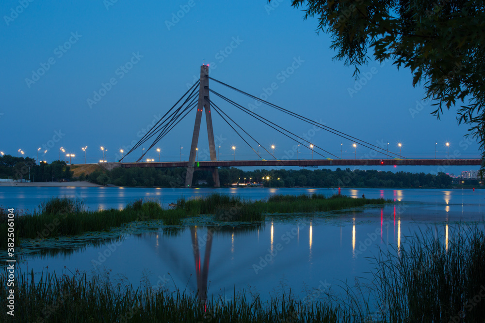 North Moscow bridge in Kiev at night North Moscow bridge in Kiev at night