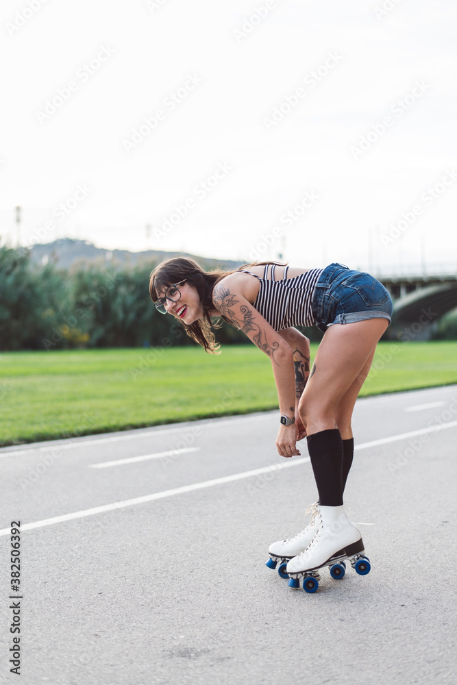 Young rollerskater at street Young rollerskater at street