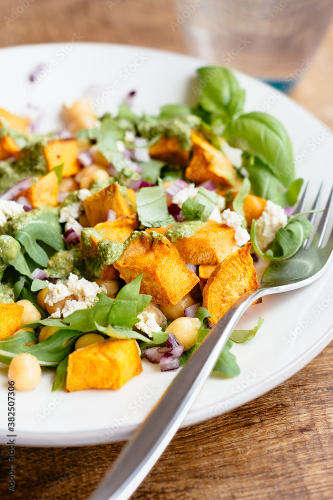 Sweet Potato, Chickpea Salad with Pesto Dressing Sweet Potato, Chickpea Salad with Pesto Dressing