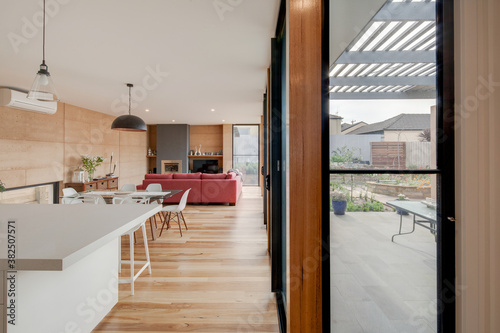 Interior of rammed earth home photo