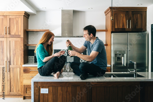 Young couple celebrating new home