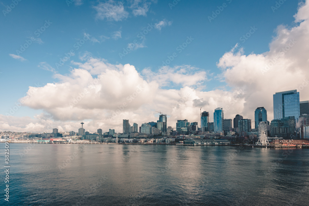 Wide Angle View Of Seattle's Skyline Wide Angle View Of Seattle's Skyline