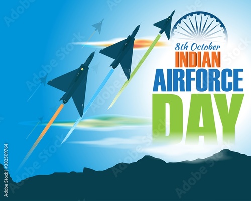 Indian air force day-vector illustration of Indian jet air shows on abstract background