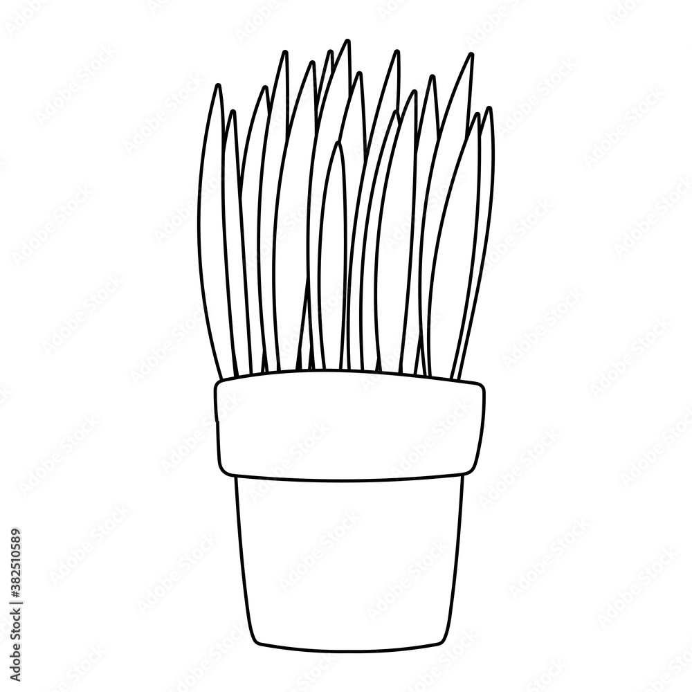 gardening, potted plant leaves isolated line icon style gardening, potted plant leaves isolated line icon style