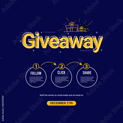 Giveaway modern vector template. Design for social media event, banner or print.