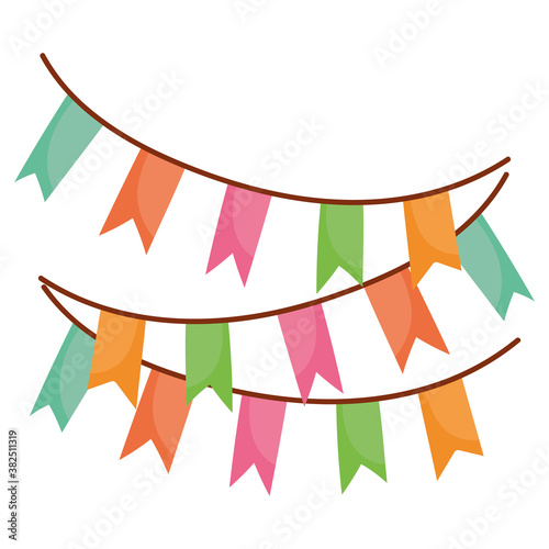 pennants decoration festive party isolated icon design