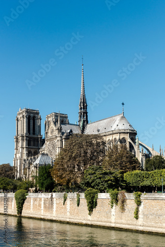 The Seine river and Notre Dame Cathedral in Paris photo