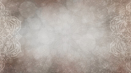Foto auf Leinwand Mandala  Sparkly earthy, organic, warm cream and white textured background with bokeh and mandalas  © StudioN