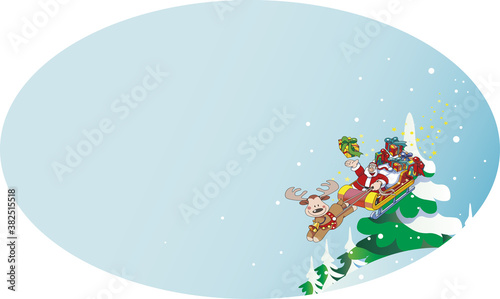 サンタクロースが雪山からやってくる