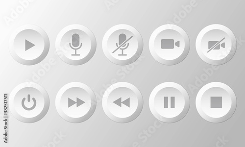 Vector illustration of mic and video icon for mute, unmute, on and off. Symbol for communication mobile apps and web design button.