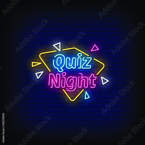 Quiz Night Neon Signs Style Text Vector