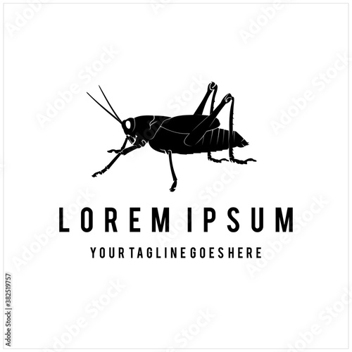 Silhouette of Locust or Grasshopper is Depicted on a White Background Illustration