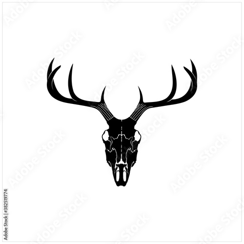 Silhouette Skull Head Deer Buck Antler Vector Logo Design Inspiration